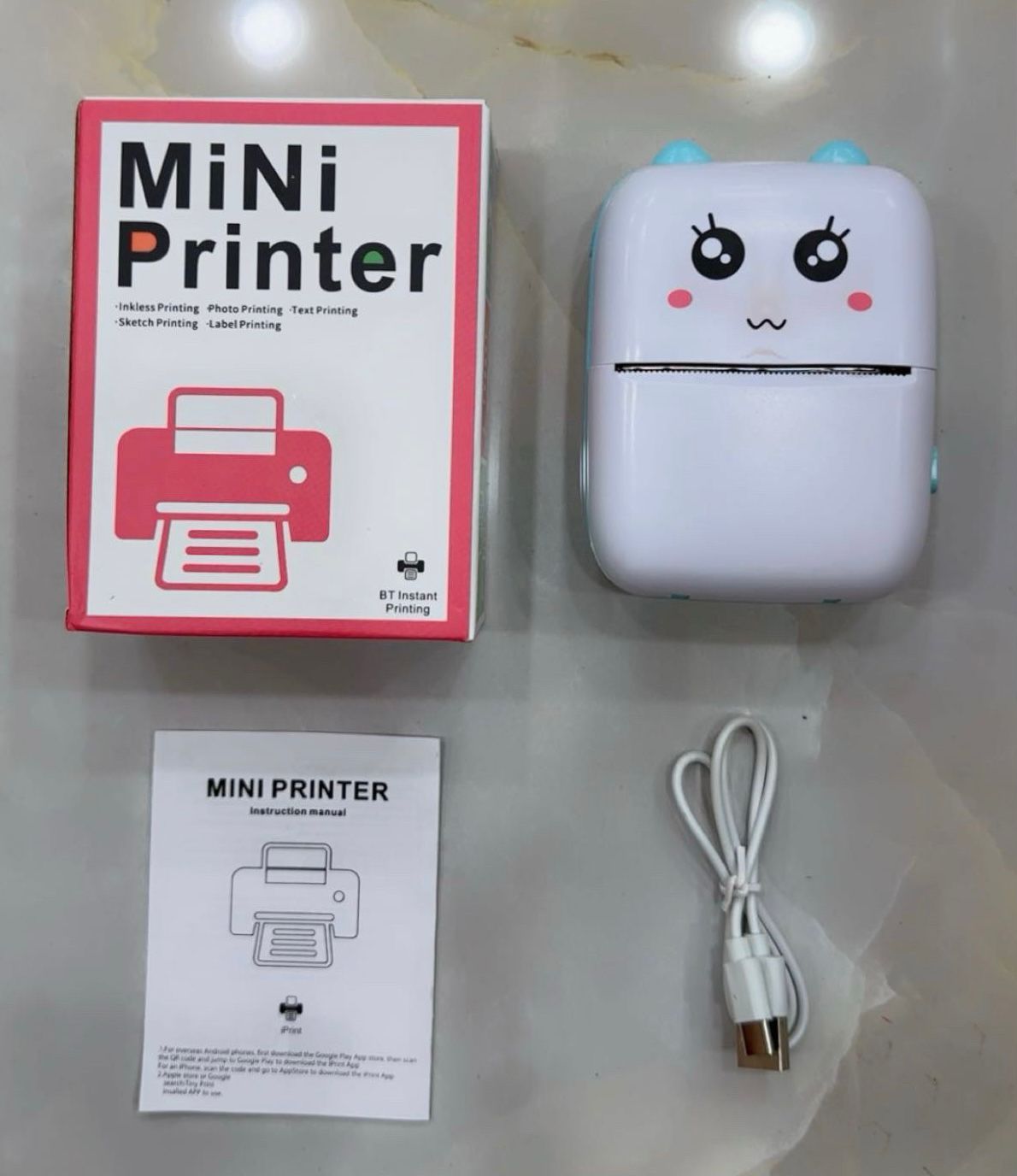 Mini Bluetooth thermal printer inkless wireless — packaging