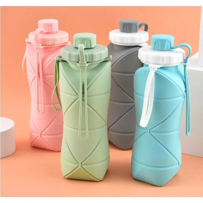 Silicone Foldable Water Bottle 600ml — Portable Collapsible Travel Bottle BPA-Free Eco-Friendly Pocket Size Smart Design