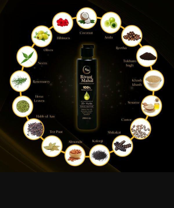 Rivaaj Mahal Herbal Hair Growth Oil — Patlay Balon Ke Liye Qudrati Herbal Formula | 100% Natural