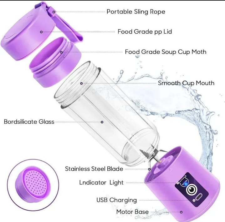 Portable Electric Juicer Blender Bottle — USB Rechargeable Mini Blender for Smoothies & Fresh Juice On the Go