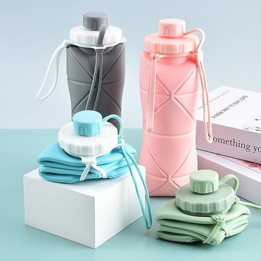 Silicone Foldable Water Bottle 600ml — Portable Collapsible Travel Bottle BPA-Free Eco-Friendly Pocket Size Smart Design