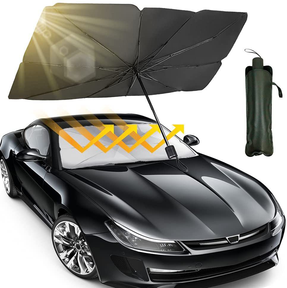 Car Windshield Sun Shade Umbrella — Foldable UV Reflector 99% UV Block Heat Insulation Cover for All Cars SUV Sedan