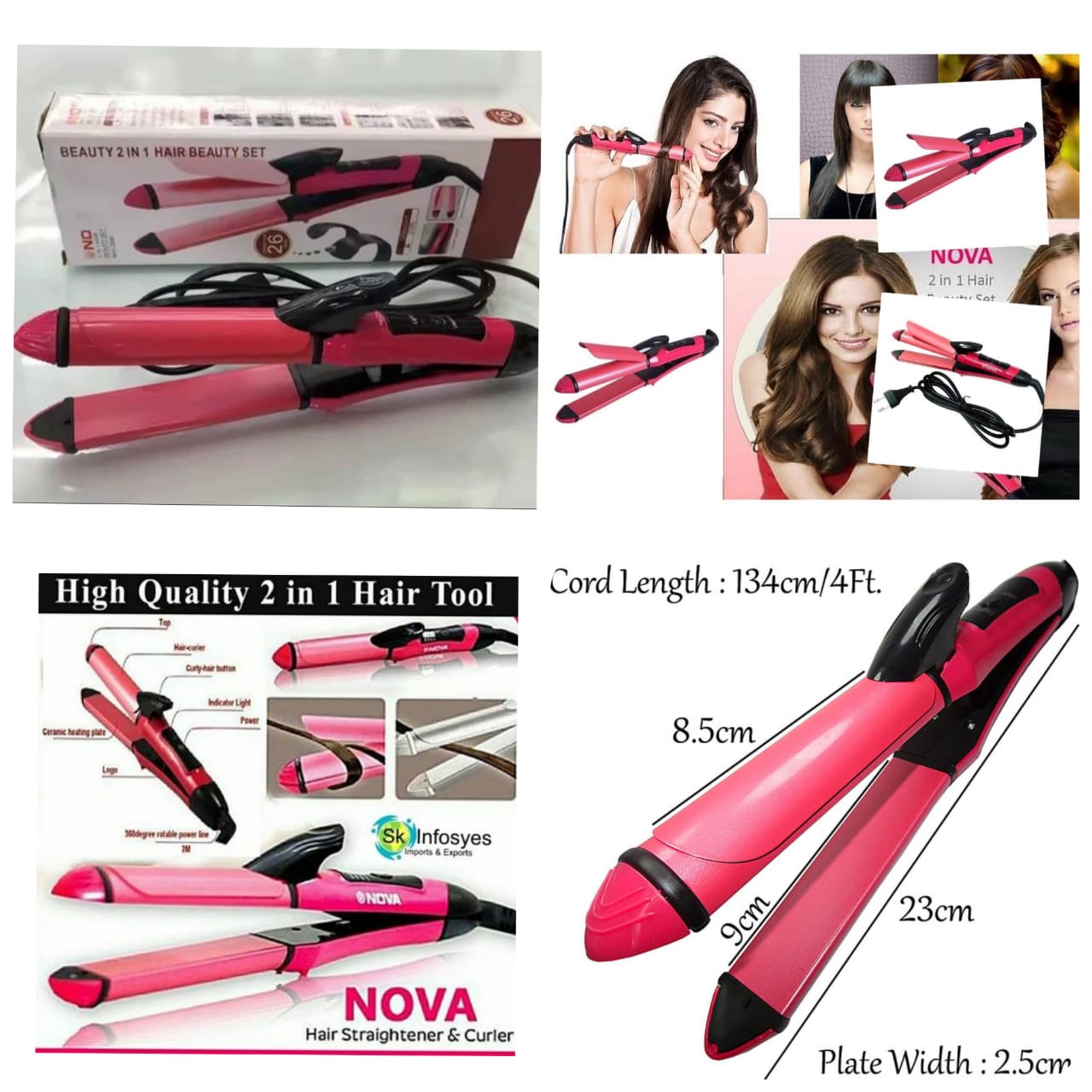 Nova NH-2009 hair straightener curler ceramic — packaging


