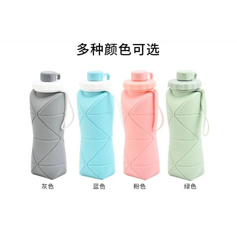 Silicone Foldable Water Bottle 600ml — Portable Collapsible Travel Bottle BPA-Free Eco-Friendly Pocket Size Smart Design